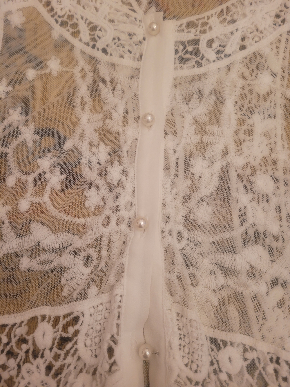 VENUS Sheer White Lace Tie-Front Vest - Picture 8 of 14